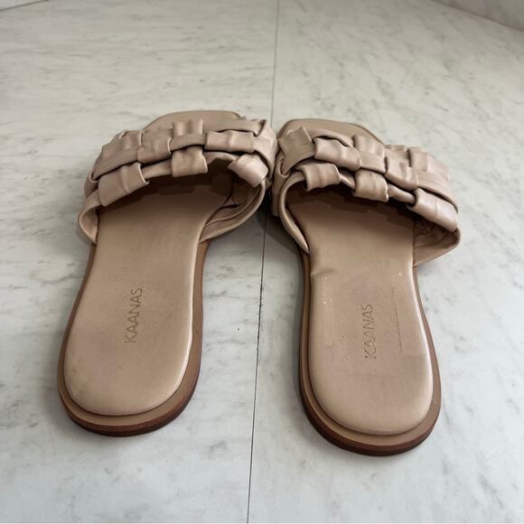 KAANAS Belinha Basketweave Leather Flat Sandals - Picture 3 of 8